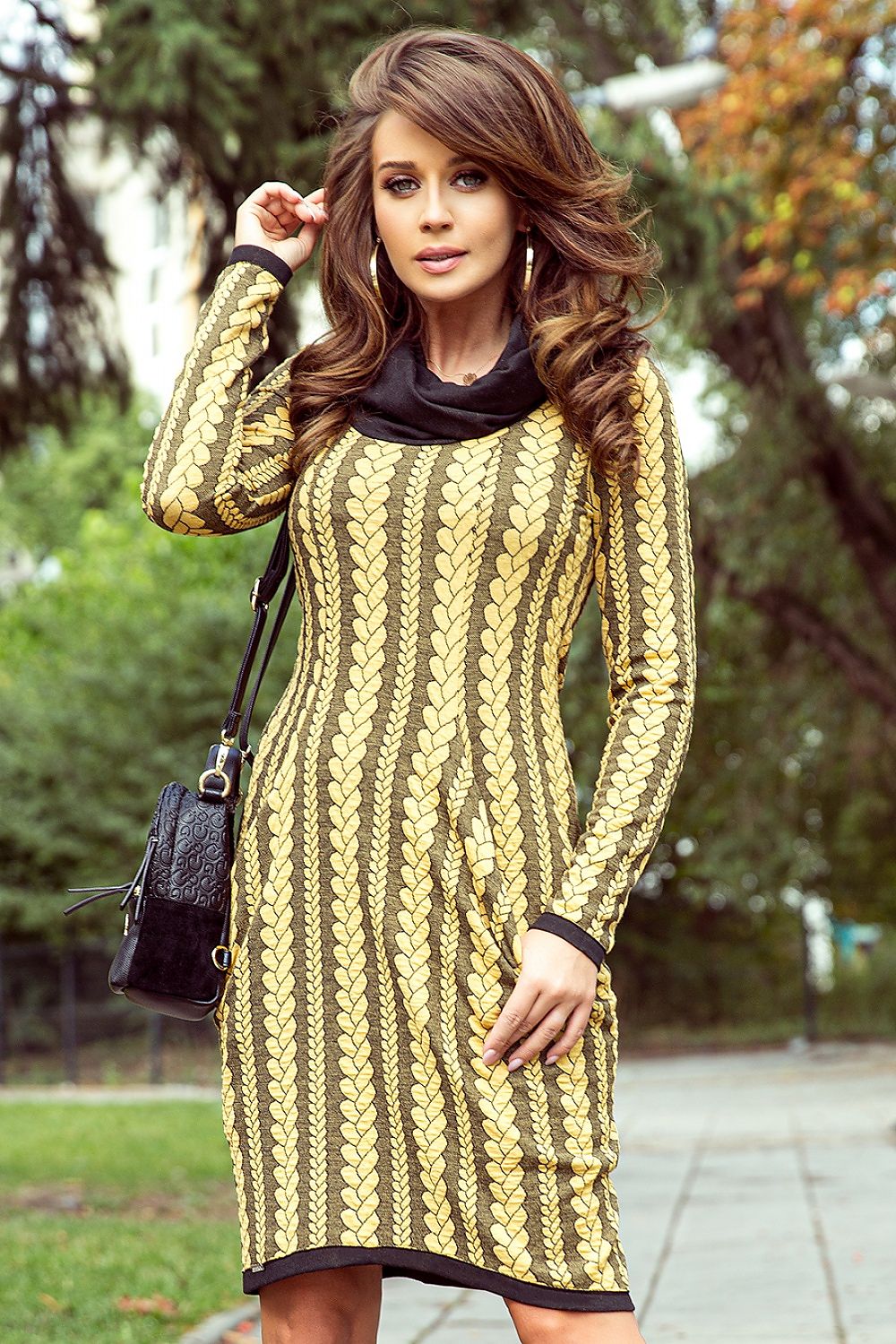 Damen Vintage Rollkragen Alltagskleid von Numoco