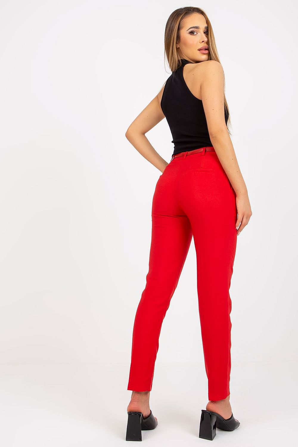 Damen Xsapienza High Waist Hose gerades Bein rot Rückseite