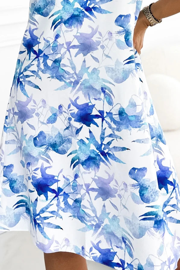 Damen Trapez Alltagskleid Minikleid von Numoco blau Stoff Ansicht