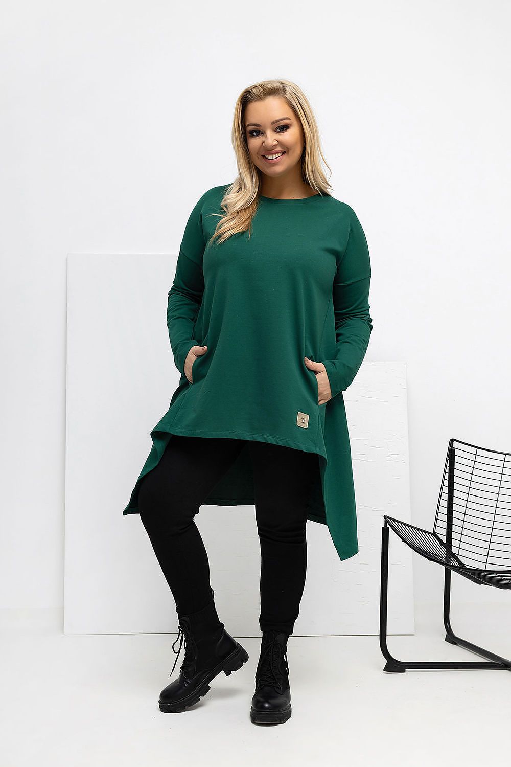 Damen asymetrische Plus-Size Tunika von Relevance grün