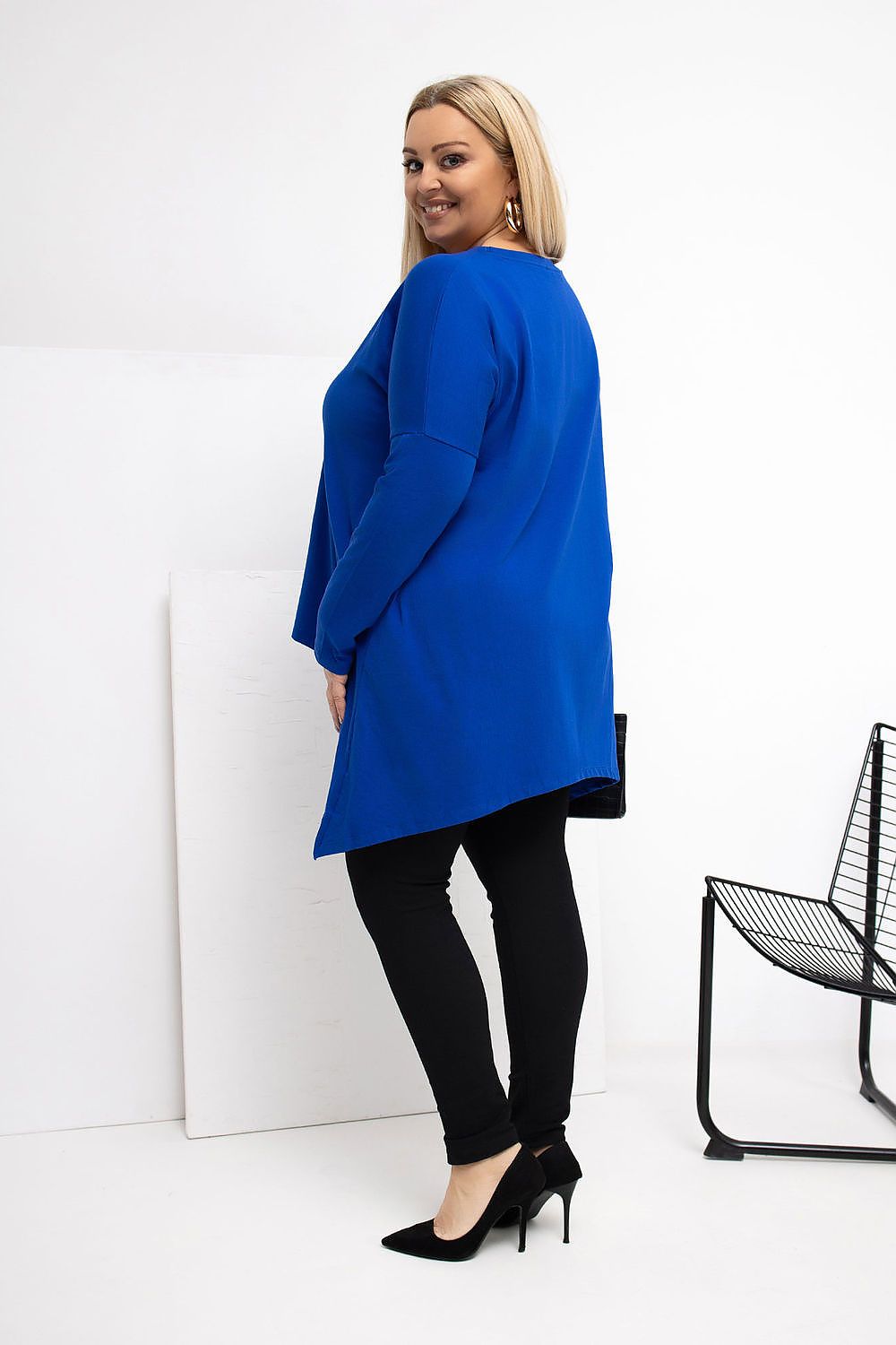 Damen asymmetrische Plus-Size Tunika von Relevance blau Seitenansicht