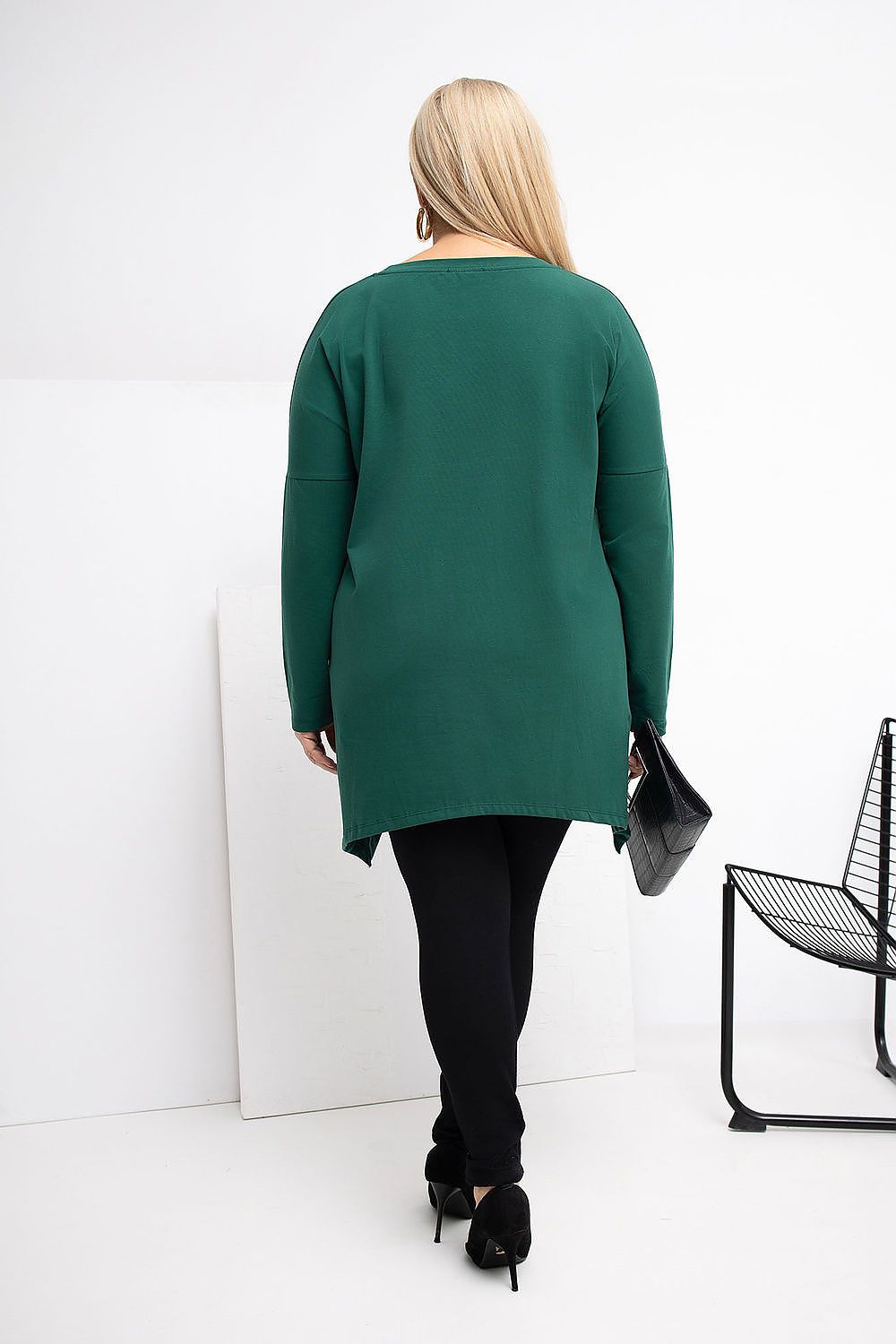 Damen asymmetrische Plus-Size Tunika von Relevance grün Rückseite