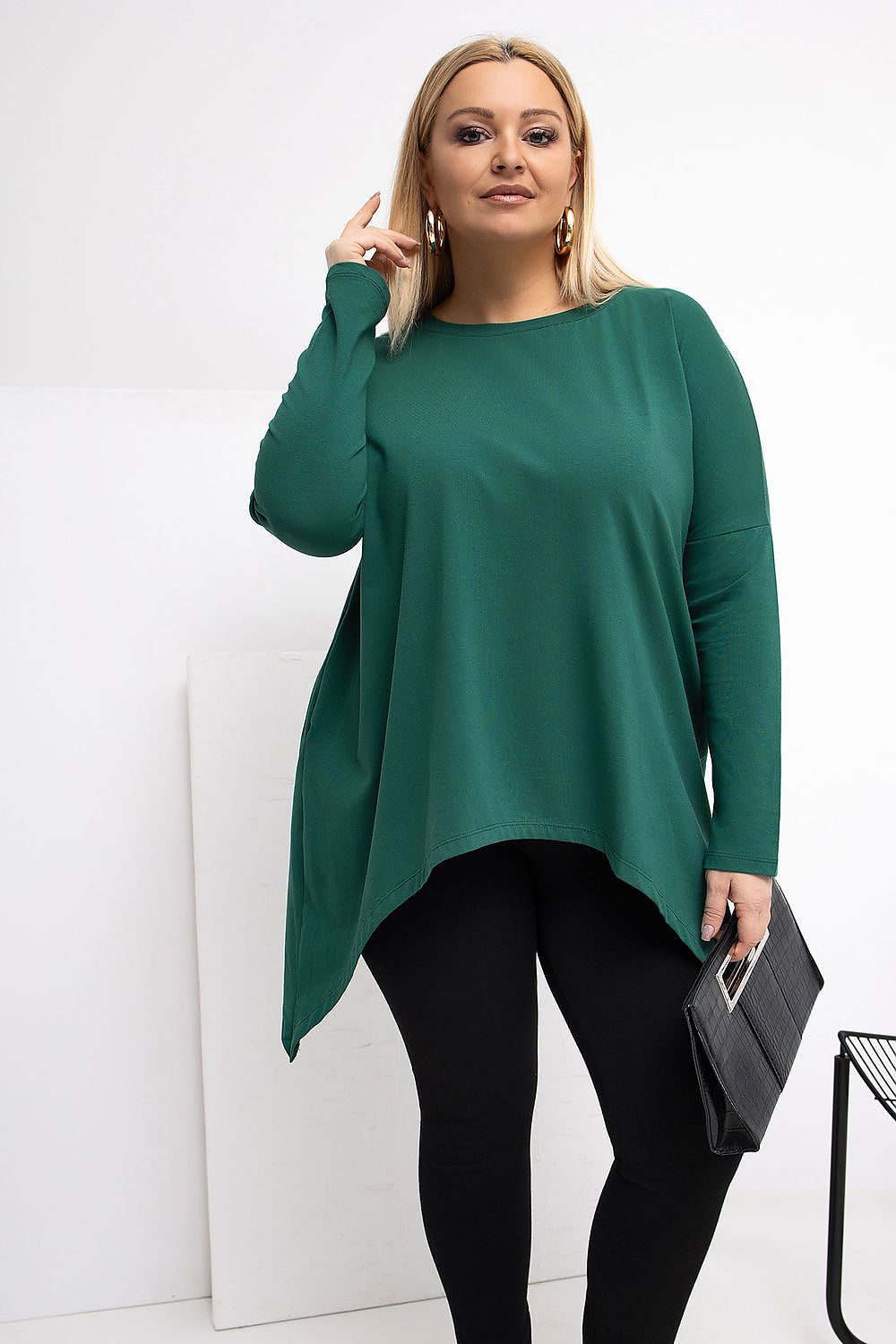 Damen asymmetrische Plus-Size Tunika von Relevance grün Vorne