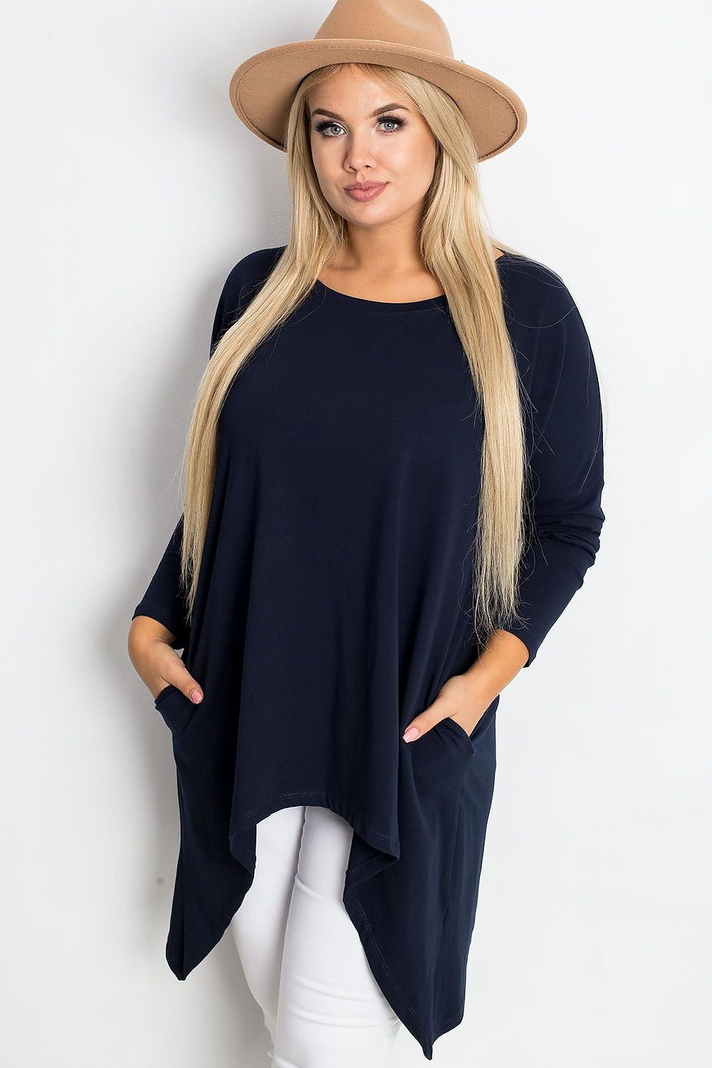 Damen asymmetrische Plus-Size Tunika von Relevance marineblau