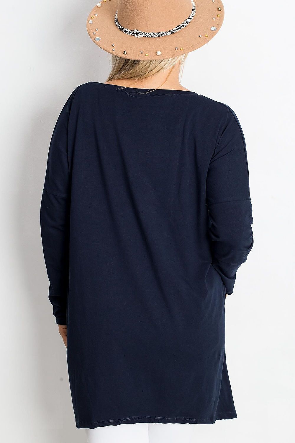 Damen asymmetrische Plus-Size Tunika von Relevance marineblau Rückseite