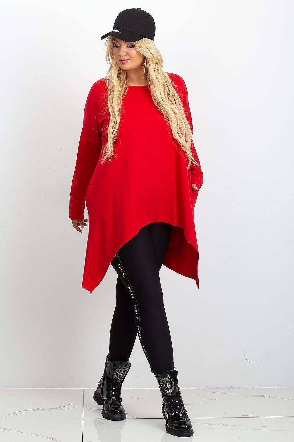 Damen asymmetrische Plus-Size Tunika von Relevance rot Vorne