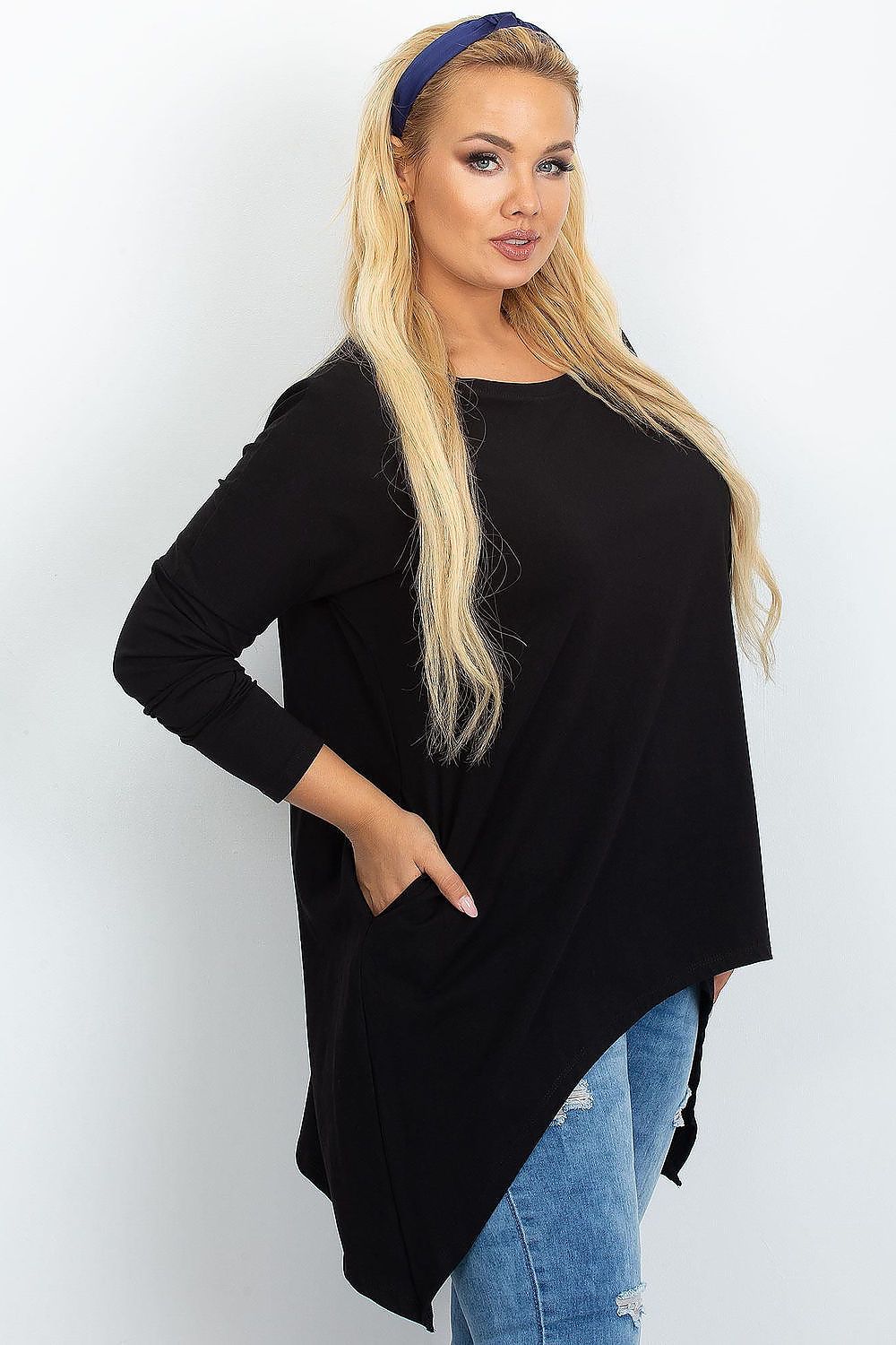 Damen asymmetrische Plus-Size Tunika von Relevance schwarz Vorne