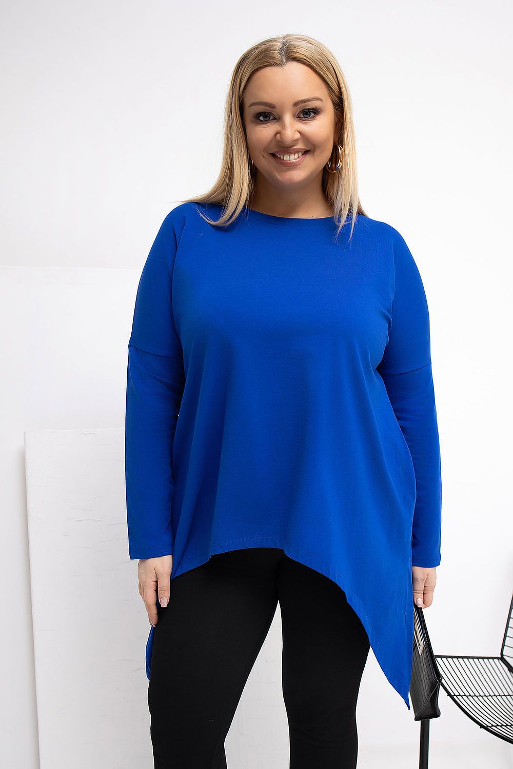 Damen asymmetrische Plus-Size Tunika von Relevance blau