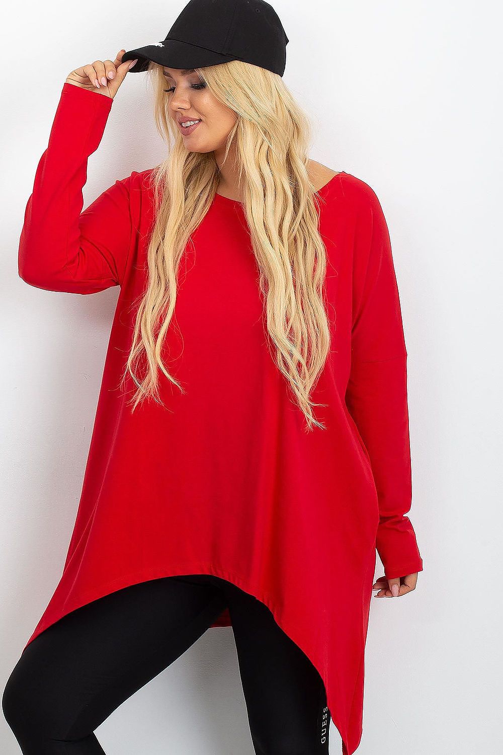 Damen asymmetrische Plus-Size Tunika von Relevance rot