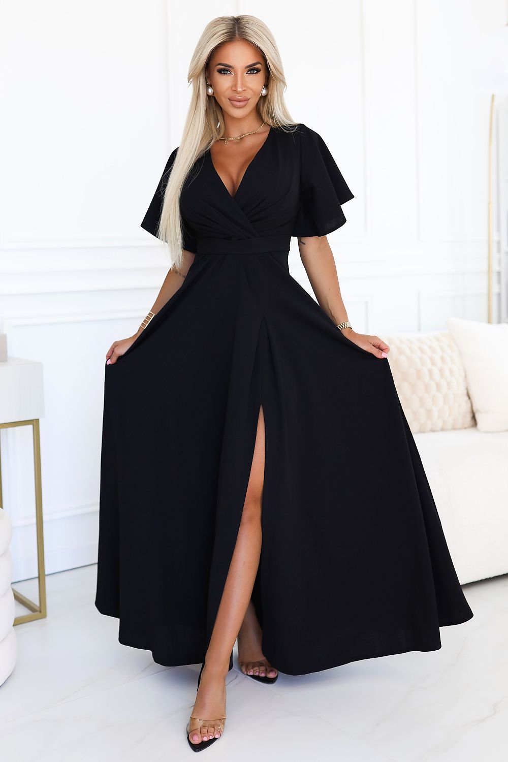 Damen elegantes Maxi-Kleid "Jennifer" von Numoco schwarz 2