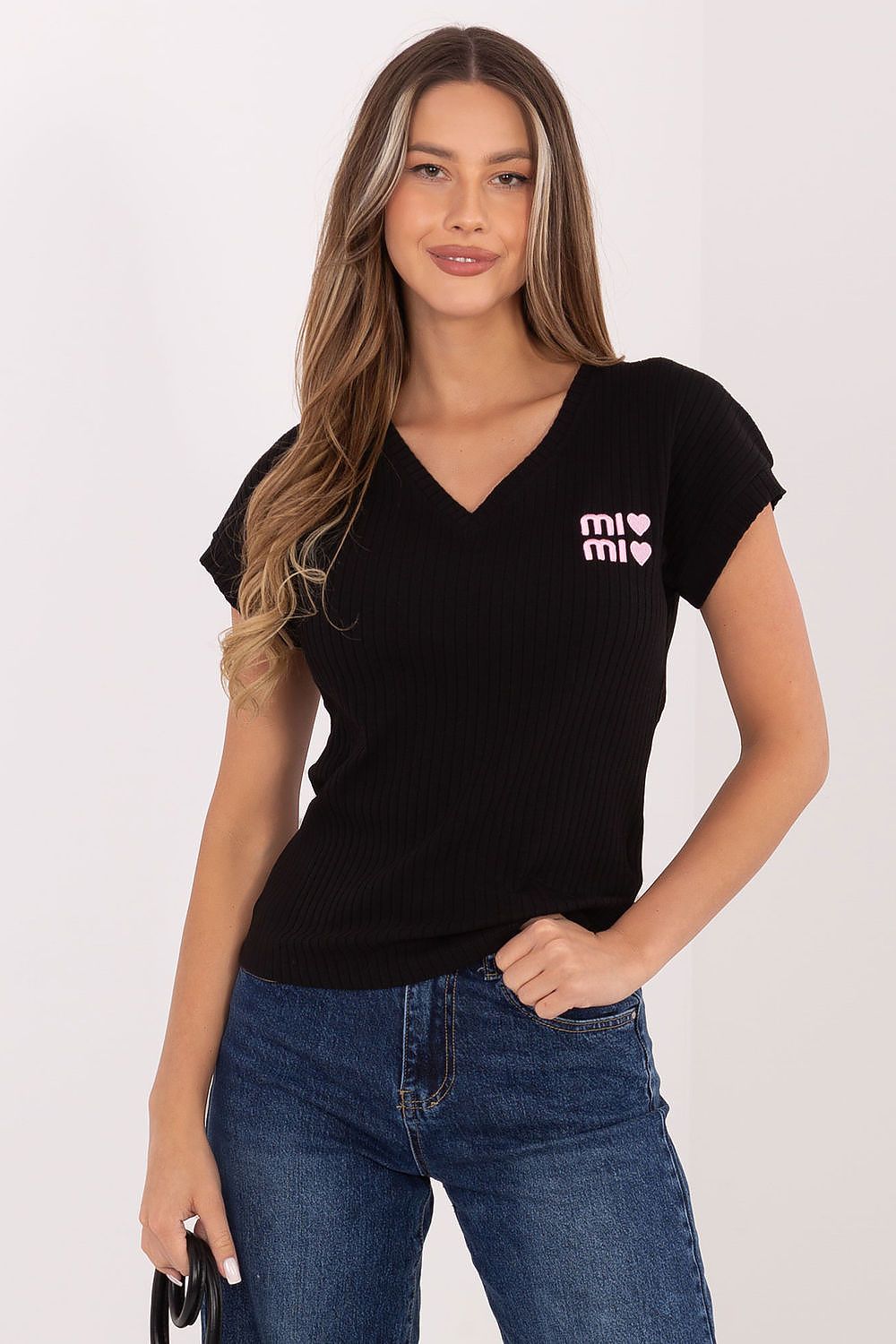 Damen kurzarm Shirt "MiMi" von Relevance schwarz Vorderseite
