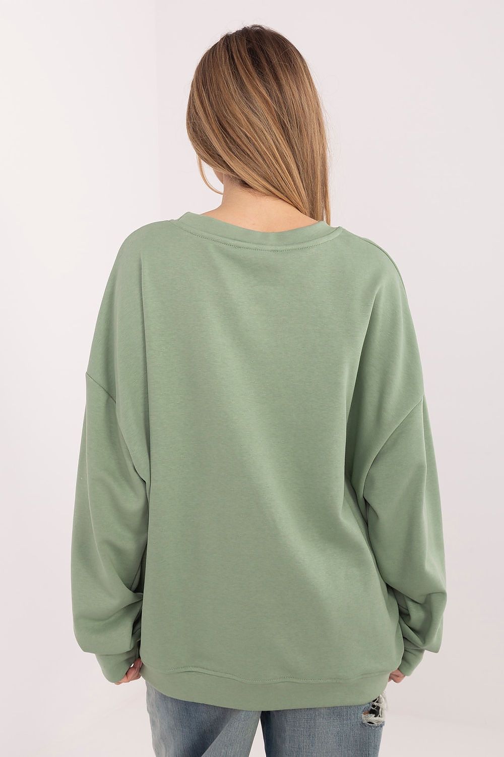 Damen lässiges Oversize Sweatershirt "Studio" von Relevance grün Rückseite