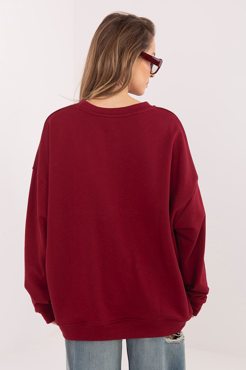 Damen lässiges Oversize Sweatershirt "Studio" von Relevance rot Rückseite