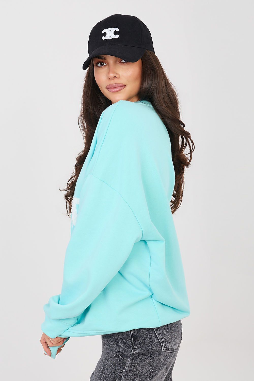 Damen lässiges Oversize Sweatershirt "Studio" von Relevance türkis Seitenansicht