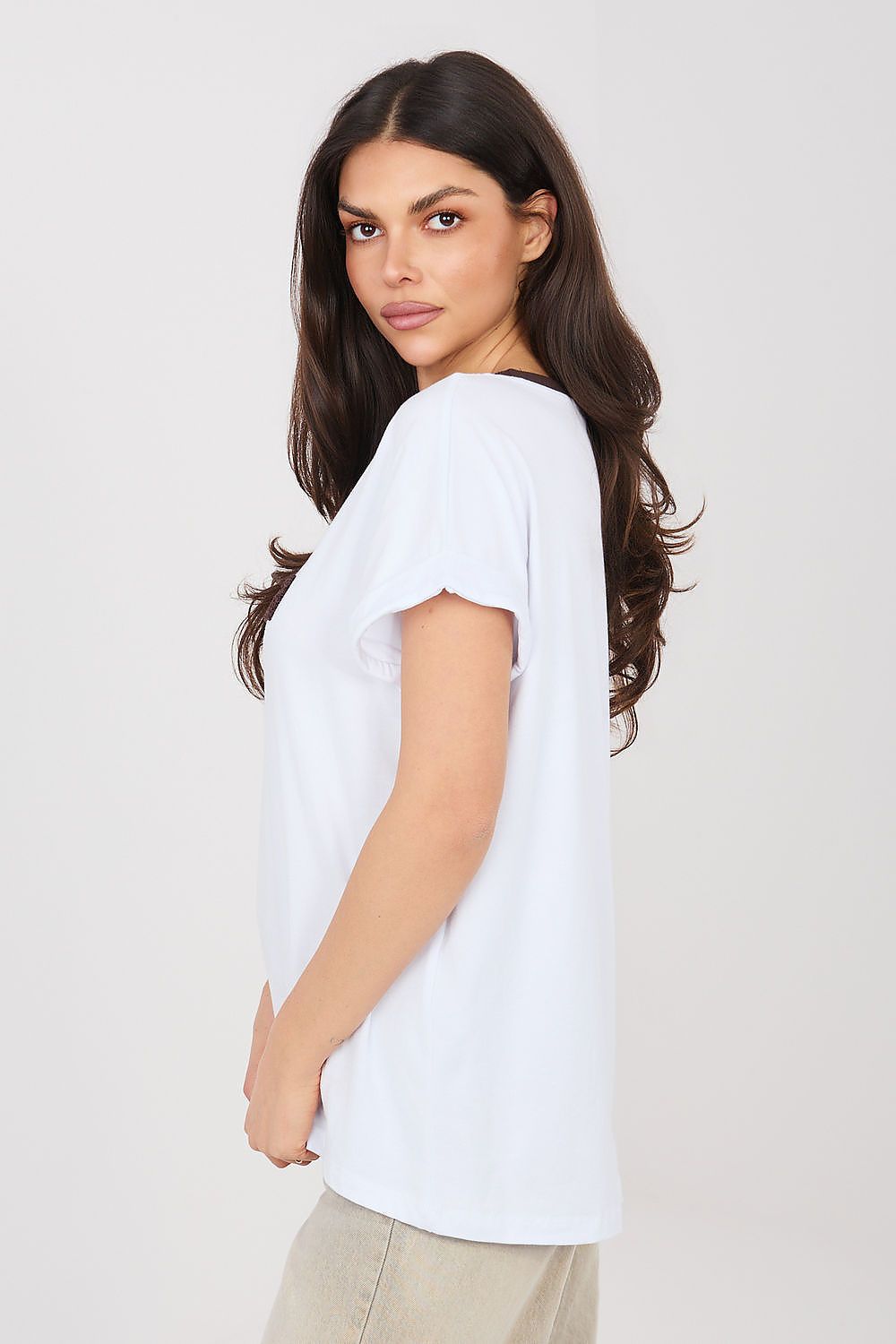 Damen lässiges Shirt "California" von Relevance weiß Seitenansicht