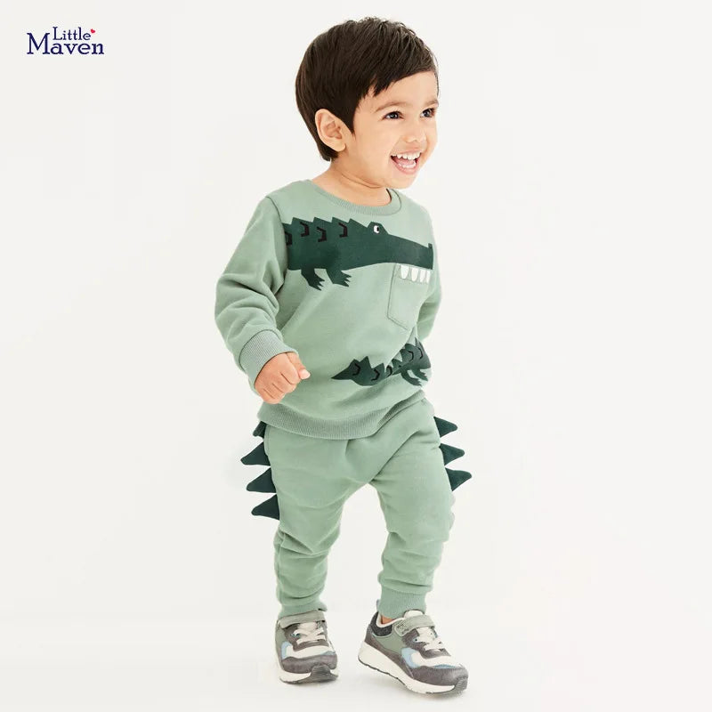 Little Maven Baby Jungen Jogging Anzug warmer Fleece Krokodil Design