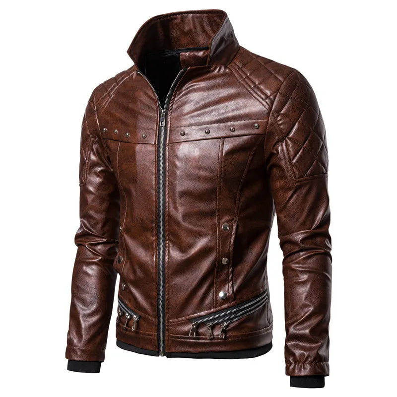 Herren Motorrad Bomber Leder Jacke mit Umlege Pelzkragen