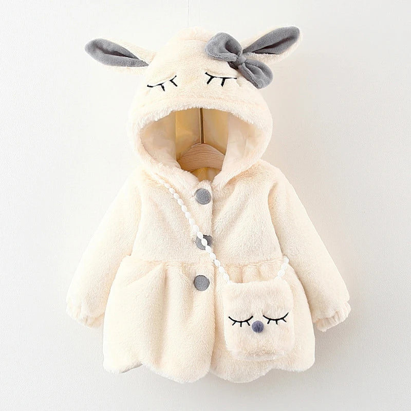 Niedliche Kaninchenohren Plüsch Babyjacke für Mädchen