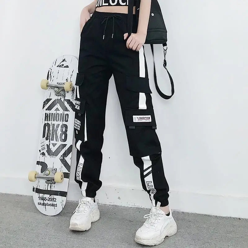 Damen Jogger Cargo Hose Lose Techwear Jogginghose Fashion Punk