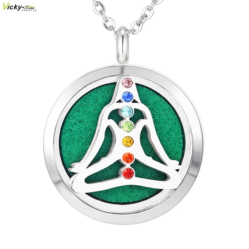 Duftschmuck Halskette Chakra Design Aromatherapie Medaillon Anhänger Ätherische Öle 