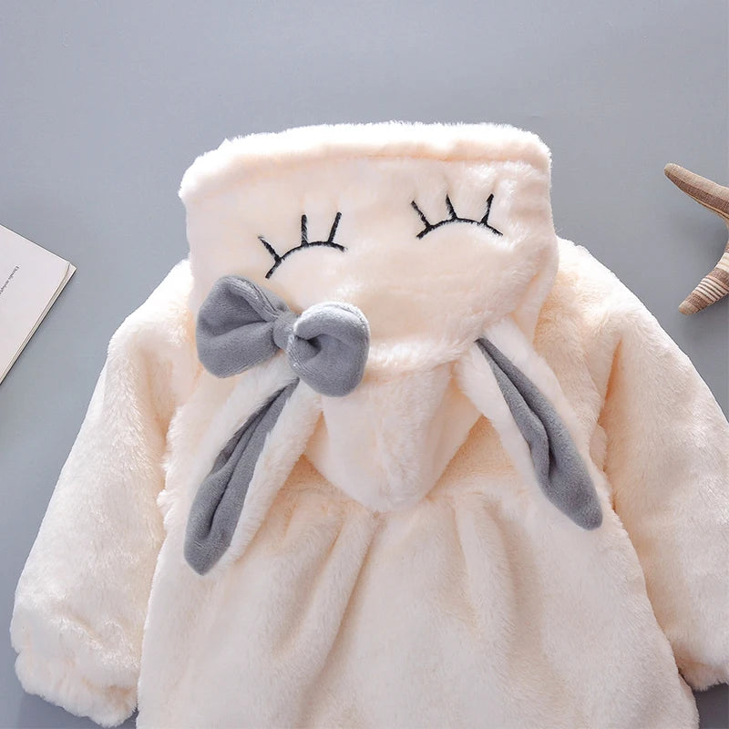 Niedliche Kaninchenohren Plüsch Babyjacke für Mädchen