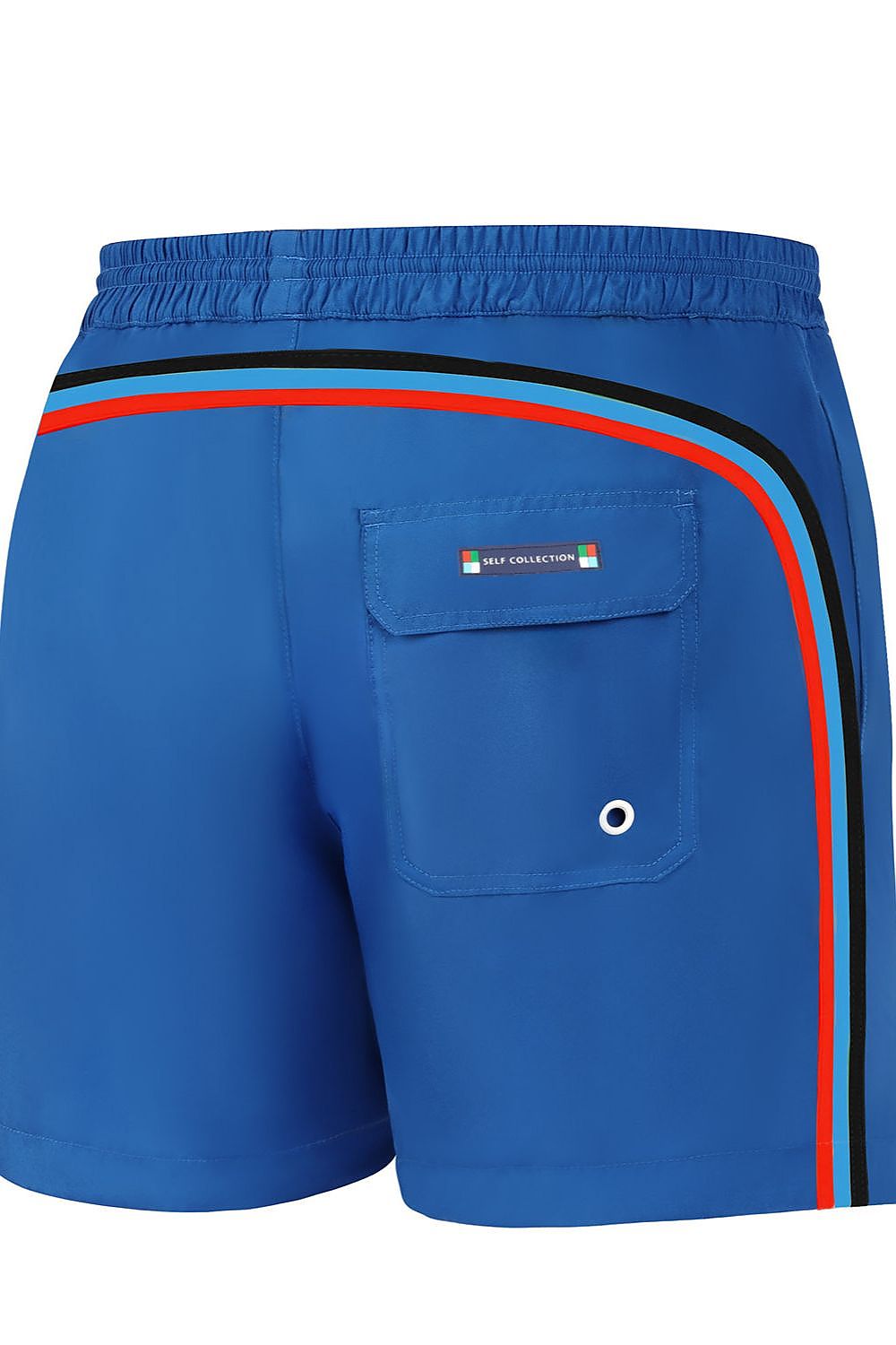 Herren Badeshorts, Seitenstreifen, Fronttaschen & Netzfutter von Barontex Rückseite blau