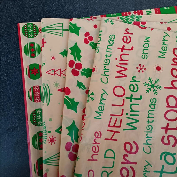 Kraft-Seidenpapier Weihnachtsmuster, mehrfarbig bedruckt