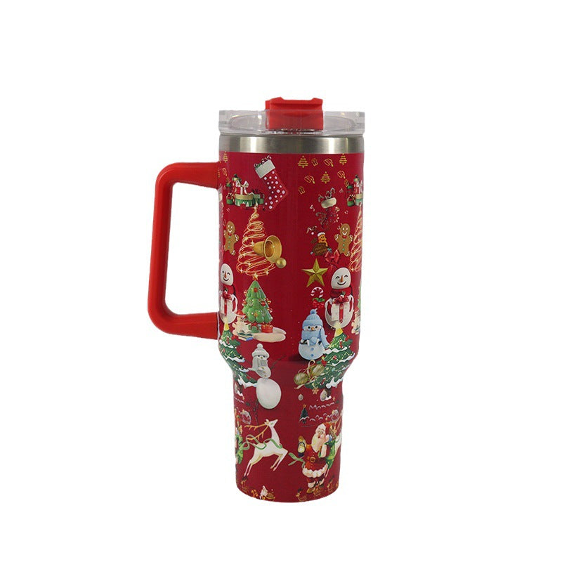 Weihnachts Edelstahl Vakuum Thermobecher mit Griff 1200ml