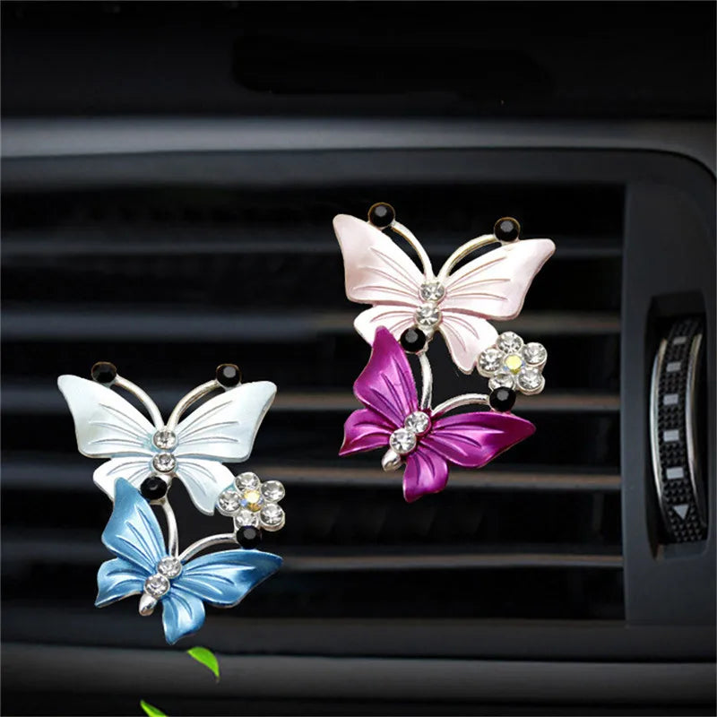 Parfüm-Clip für den Luftauslass im Auto, exquisiter, diamantbesetzter Schmetterling, Schmuck für die Klimaanlage
