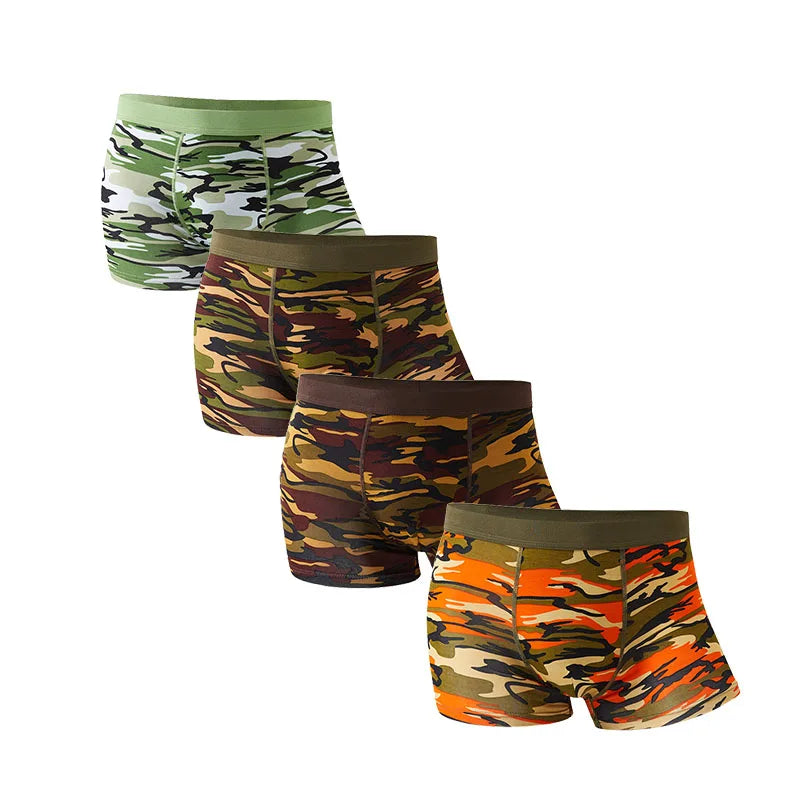 4 Stück Herren Boxer Shorts Camouflage Military Unterwäsche