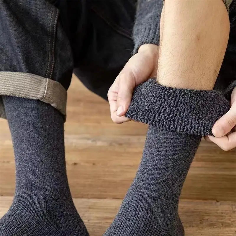 5 Paar super dicke warme Winter Herren Wollsocken Kniestrümpfe