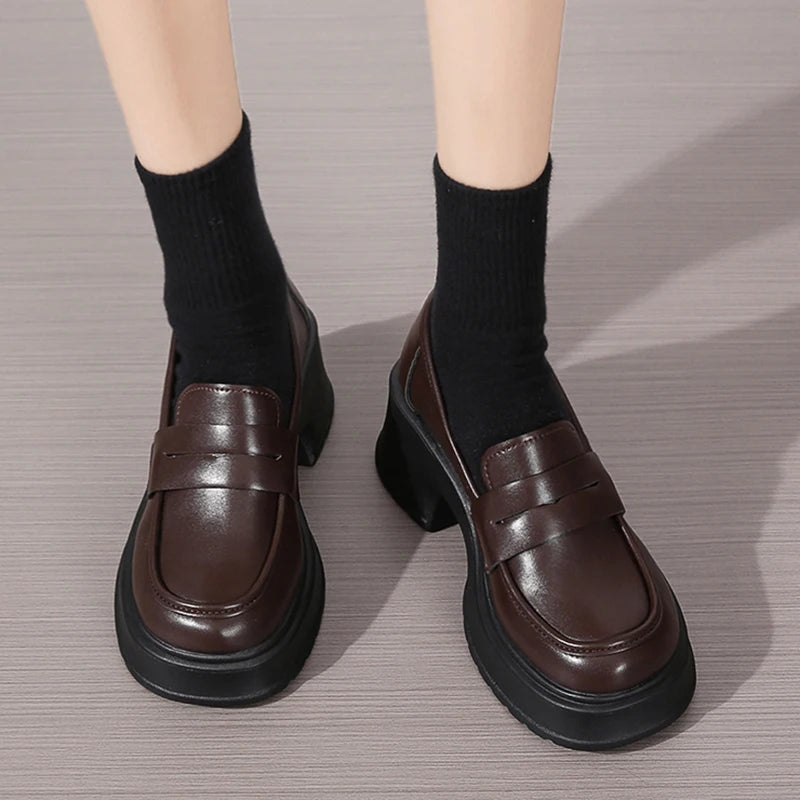 Damen Slip On Plateau Mary Jane Schuhe, japanische Jk-Uniform, Lolita-Schuhe, britischen Stil