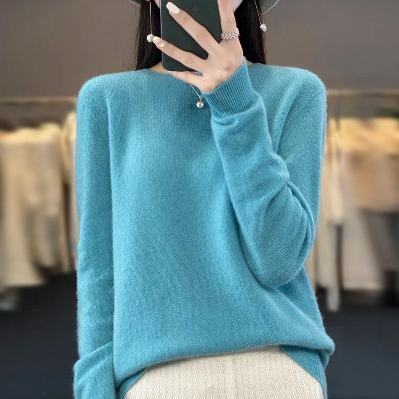 Damen Strickpullover aus 100 % reiner Merinowolle