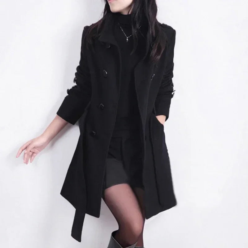 Damen Trenchcoat Wollmantel