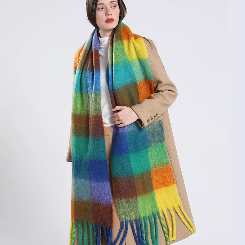 Warmer Kaschmir-Imitat Schal Langer Pashmina Foulard für Damen