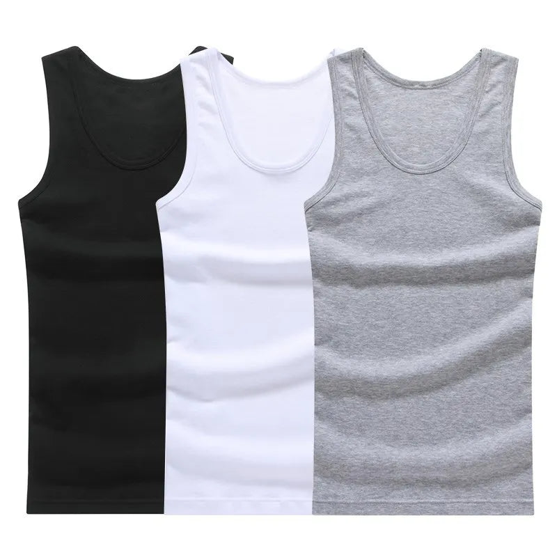 Herren Tanktops Baumwolle Solide Muscle 3 Stück