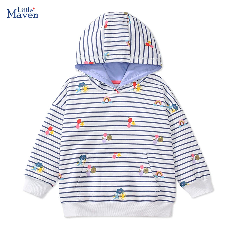 Little Maven Baby Mädchen Hoodie mit Kapuze Gestreift