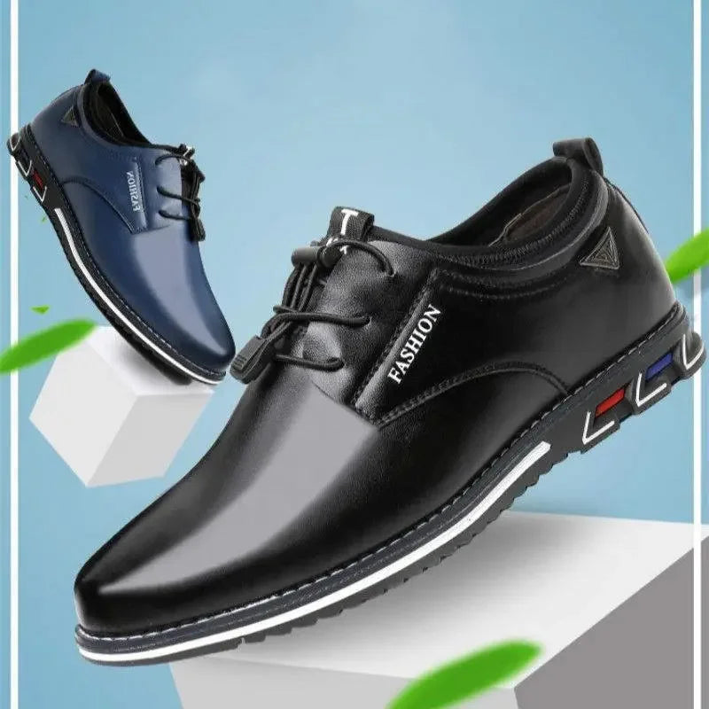 British Men's Casual Leather Shoes Comfortable Low-top Shoes