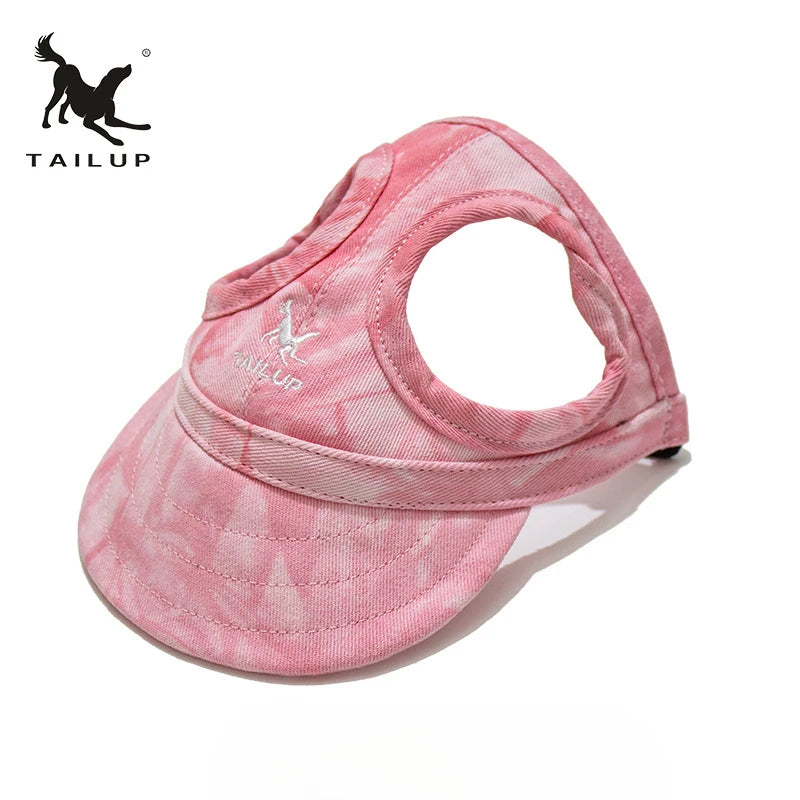 TAILUP Verstellbare Haustier Hundereise Baseballmütze, süße Sonnenkappe, Visiermütze mit Ohrlöchern