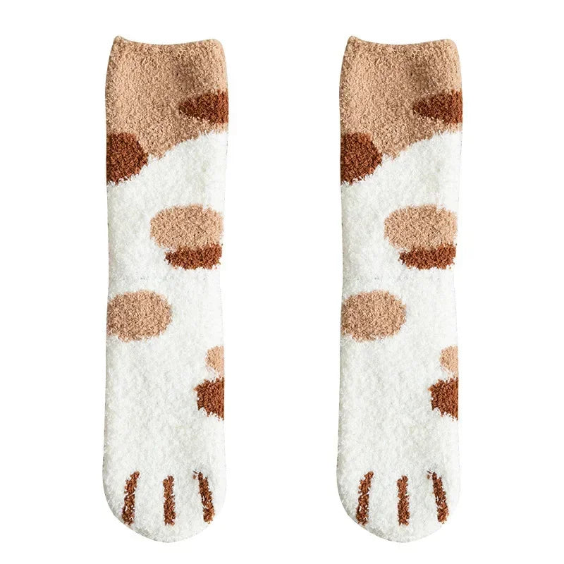 Plüsch Damen Socken Winter niedlichen Katzen Pfote Cartoon Baumwolle super weich