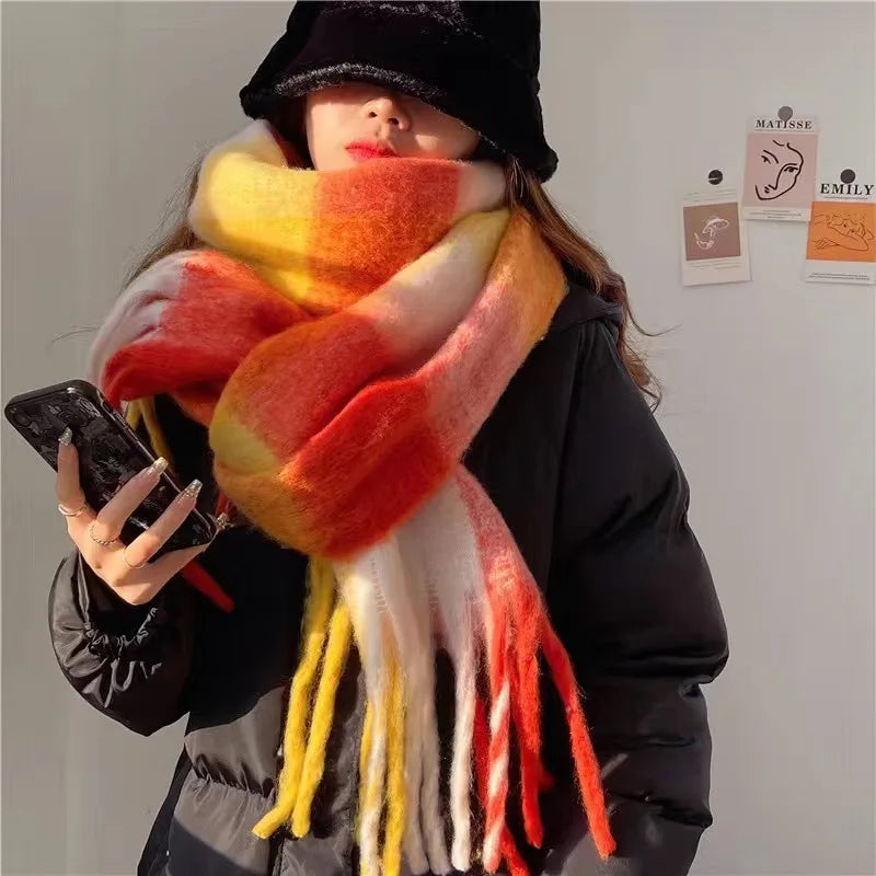 Warmer Kaschmir-Imitat Schal Langer Pashmina Foulard für Damen