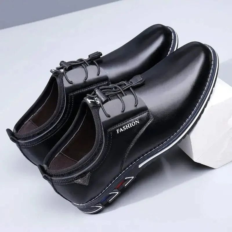 British Men's Casual Leather Shoes Comfortable Low-top Shoes