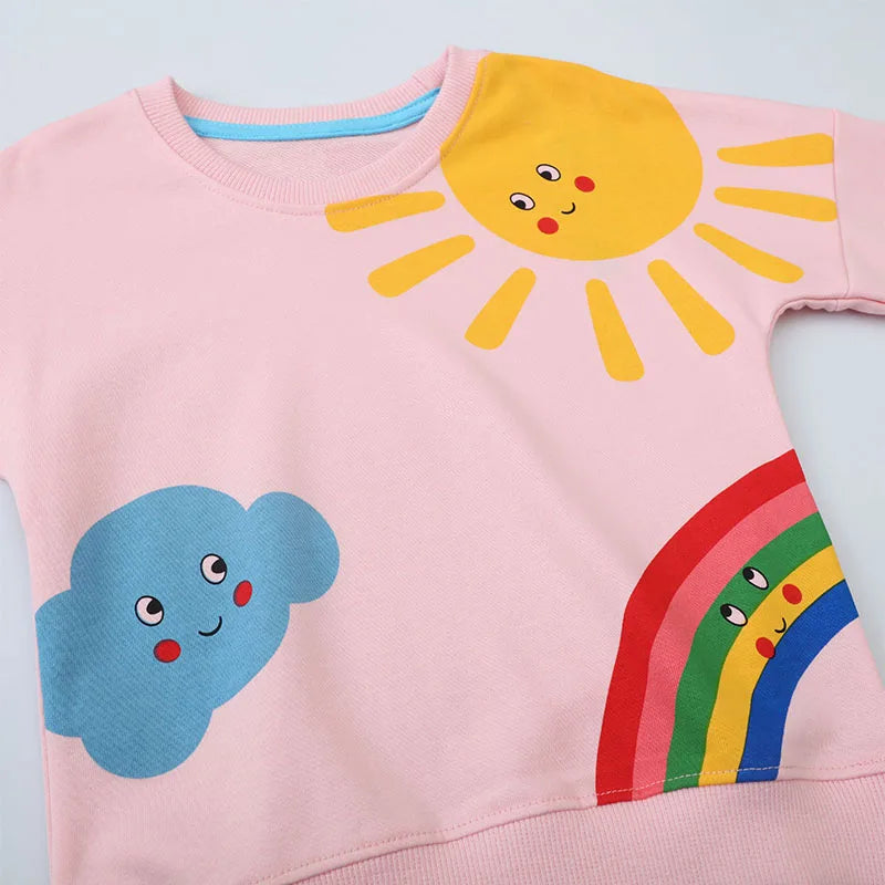 Little Maven Baby Mädchen Sweatshirt Top Cartoon Sonne Regenbogen