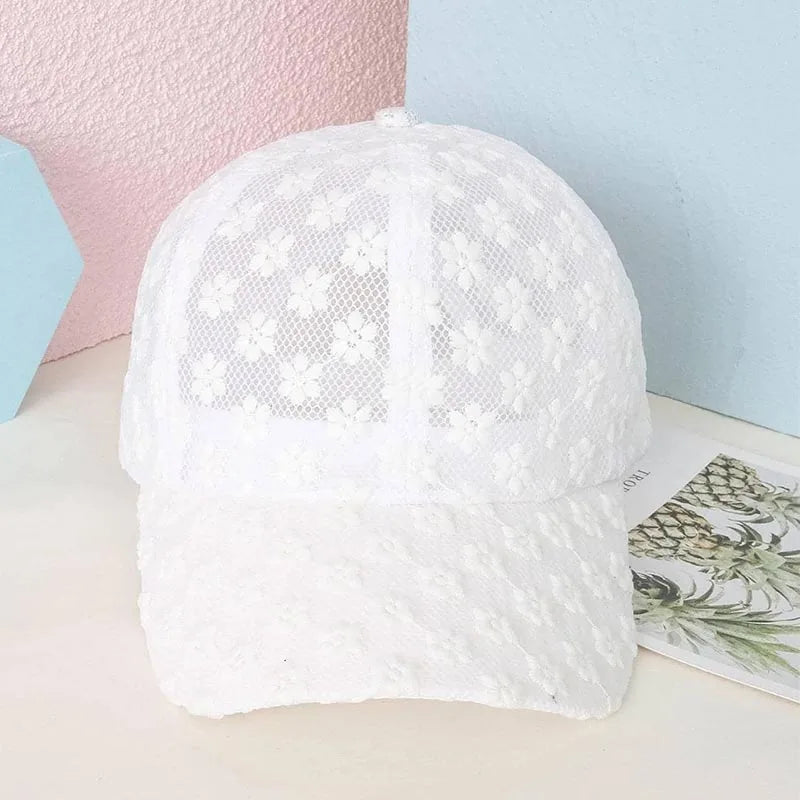 Damen Baseball Caps Spitze Strass Atmungsaktive Mesh Snapback Hut Hip Hop