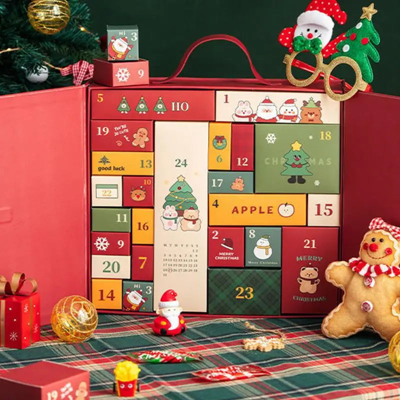 DIY Weihnachts-Adventskalender-Box mit 24 Geschenkverpackungsboxen, Adventskalender-Box für Kinder, LEER, individuell nachfüllbar