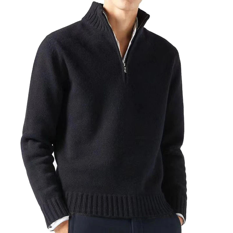 Herren Pullover mit Stehkragen einfarbig