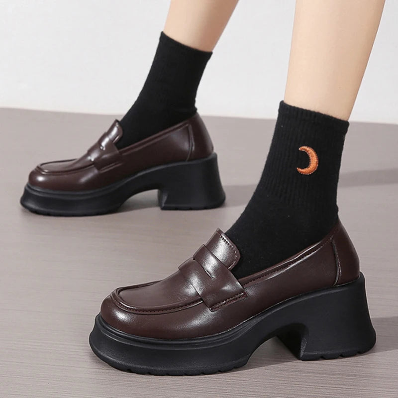 Damen Slip On Plateau Mary Jane Schuhe, japanische Jk-Uniform, Lolita-Schuhe, britischen Stil
