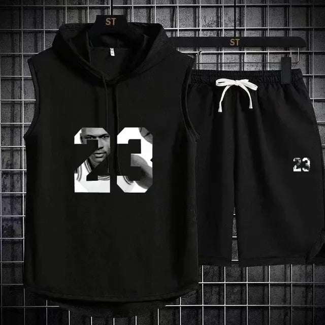 Zweiteiliges lässiges Sommer T-Shirt + Shorts Set für Herren Sportanzug