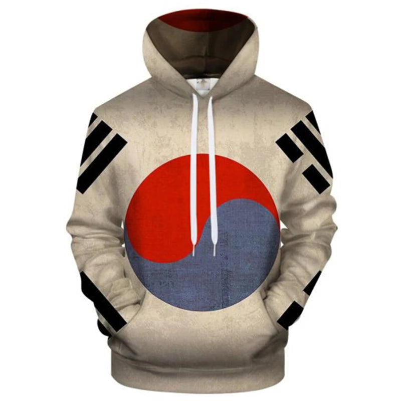 Unisex Hoodie Koreanische Flagge bedruckt, mit Kapuze