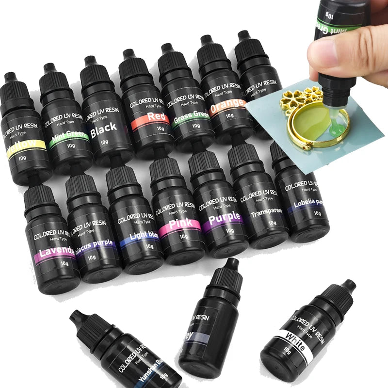 Couleur UV résine colle époxy résine UV colle durcissement bricolage UV colle couleur 10ml